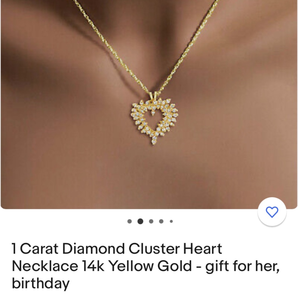 14 Carat Diamond Cluster Heart Necklace